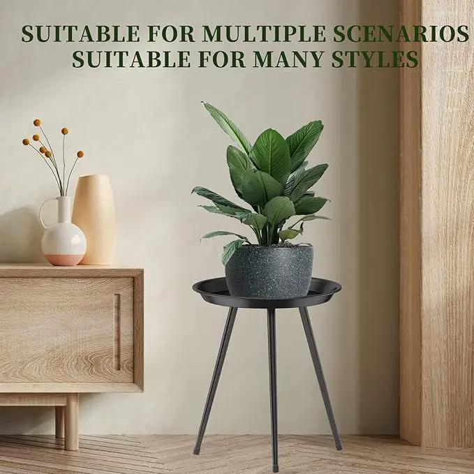Plant Stand Indoor Outdoor - Flower Pot Stands Tall Metal - Heavy Duty Plant Holder - Small Round Plant Table for Living Room Balcony Patio Garden Home by GreenHaven Gardens