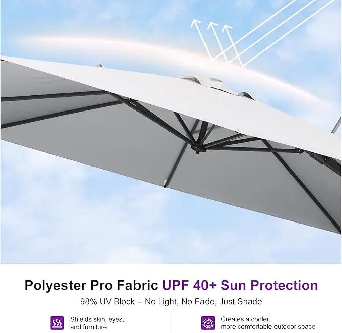 PURPLE LEAF 10' X 6.5' Left-right Tilting Outdoor Patio Umbrella Swivel Offset Cantilever Heavy Duty Rectangle Aluminum Umbrella with UV Resistant for Deck Pool Patio Backyard, Pebble Grey by GreenHaven Gardens