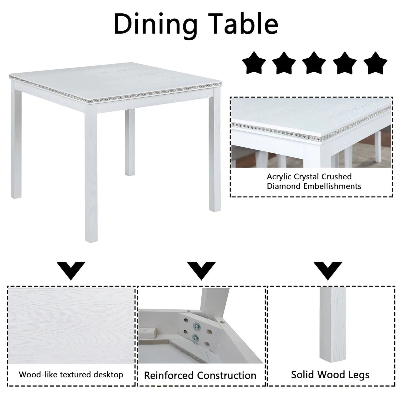 Dining Table Set With Crystal Decoration And Upholstered Chairs by HouseOfZazla