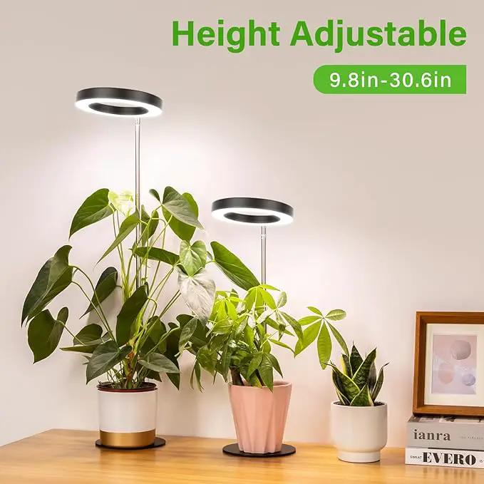 LORDEM Grow Light, LED Plant Light for Indoor Plants Growing, Full Spectrum Desk Growth Lamp with Automatic Timer for 4H/8H/12H, 4 Dimmable Levels, Height Adjustable 9.8"-30.6", 2 Packs of Black by GreenHaven Gardens