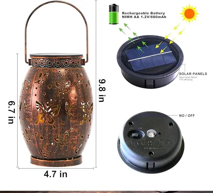 2 Pack Solar Lantern Butterfly Solar Outdoor Waterproof Hanging Metal Solar Powered Patio Lanterns Garden Solar Lights Outdoor Decorative Gifts for Women by GreenHaven Gardens
