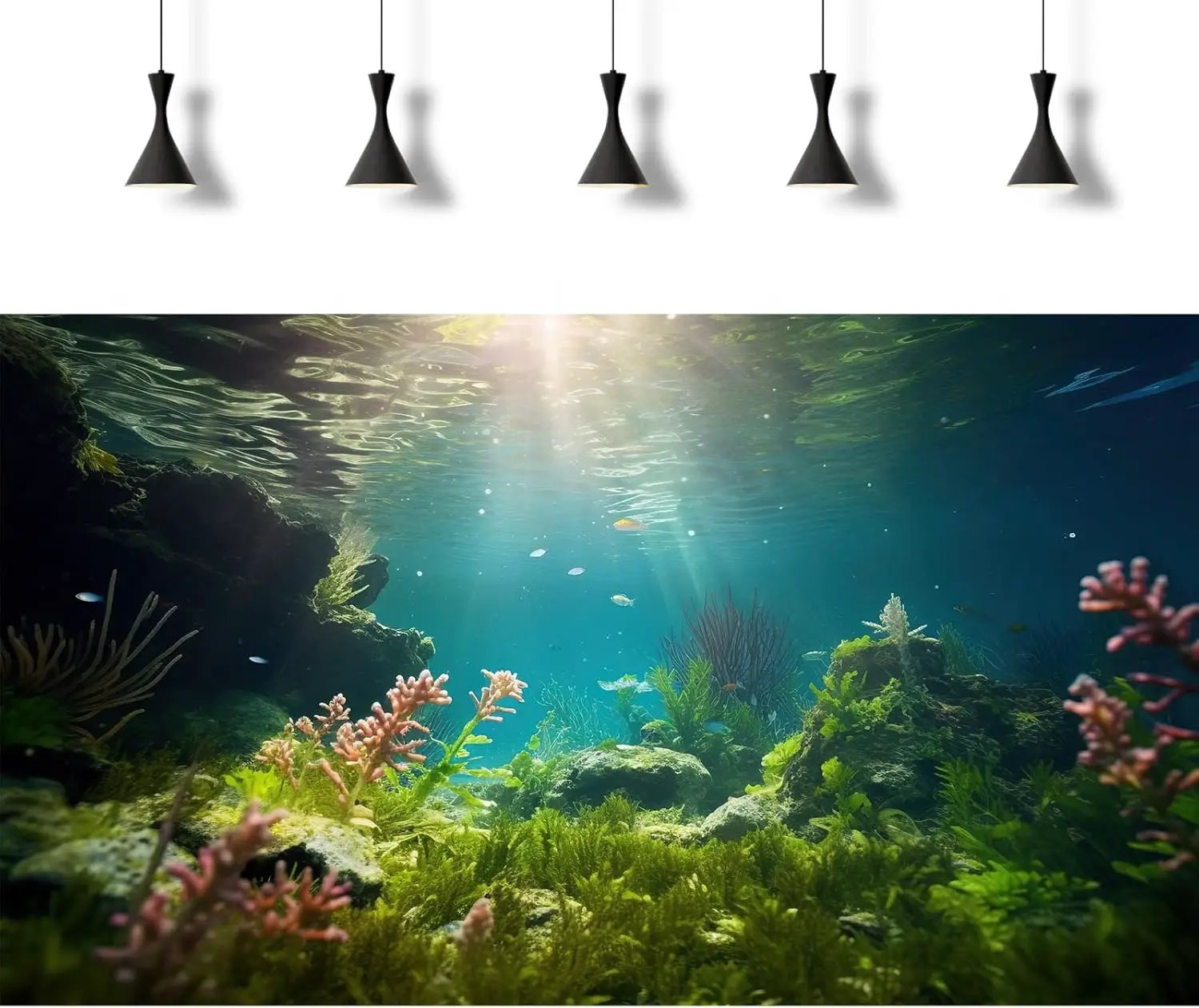 Ocean Floor Fish Tank Background Under The Sea Aquarium Background Underwater Aquatic Plants Sunray Terrarium Backgrounds Deep Sea Rock Tropical Aquarium Fish Tank Backgrounds Decors 24x12in by GreenHaven Gardens