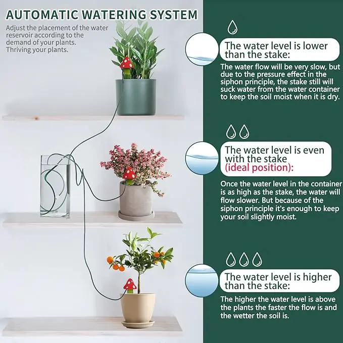 BYDOLL Plant Self-Watering Stakes Automatic Watering Terracotta Spikes for Indoor Outdoor Plants,Houseplant Mushroom Insert Devices for Vacation use,Bonsai Drip Irrigation System (5 Pack) by GreenHaven Gardens