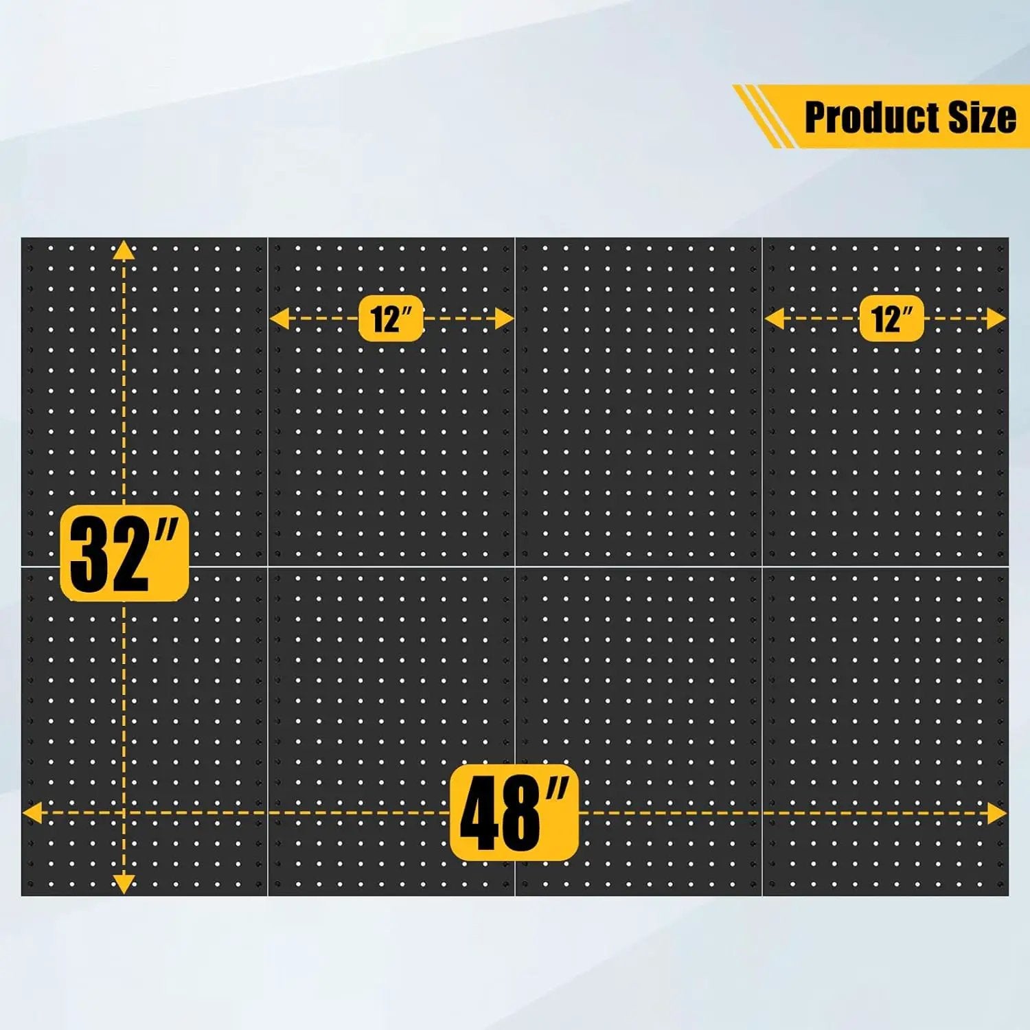 8 Pcs Metal Pegboard Panels, Heavy Duty Peg Boards for Garage and Garden Tool Storage, Includes Drywall Anchors and Screws Kits, Black (8 pcs 16in x 12in) by GreenHaven Gardens
