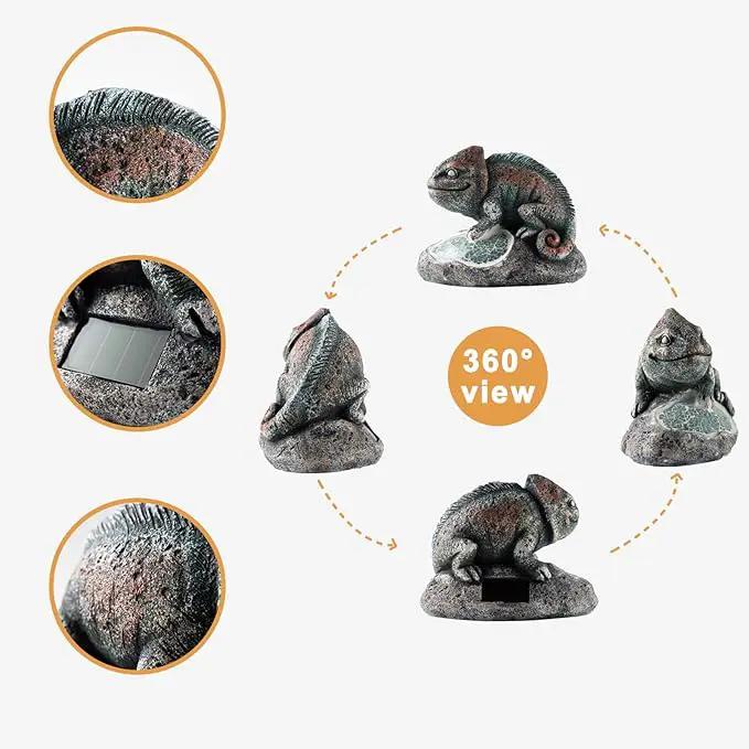 Solar Chameleon Garden Statues Outdoor Decor Resin Chameleon Figurine with Solar Light for Patio,Balcony,Yard,Lawn Ornament,Perfect Garden Gift by GreenHaven Gardens