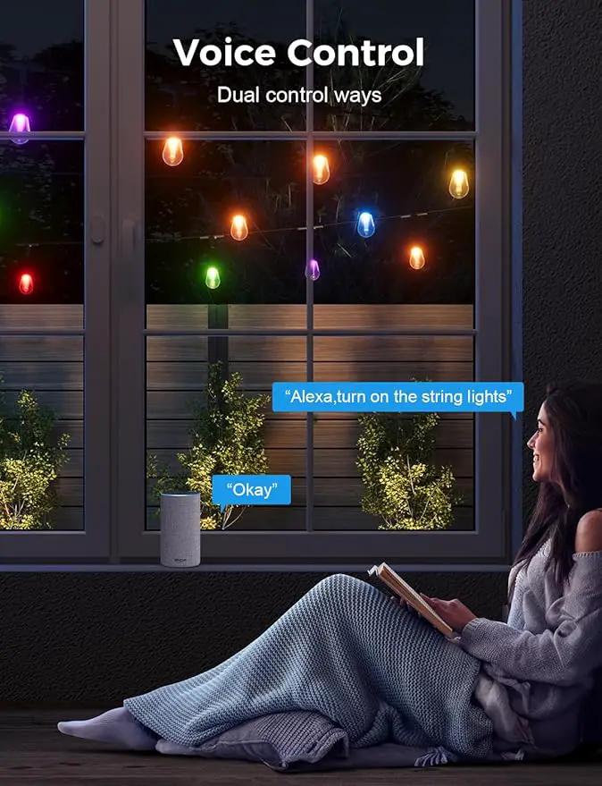 XMCOSY+ Smart Outdoor String Lights, 98Ft Patio Lights Waterproof, App Control, Compatible with Alexa, RGBCWIC Color Changing LED String Light for Outside by GreenHaven Gardens