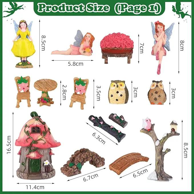 93 Pcs Fairy Garden House Resin Accessories Fairy Elves Kit Miniature Fairy Figurines Ornaments Fairy Animals Decor Outdoor for DIY Dollhouse by GreenHaven Gardens