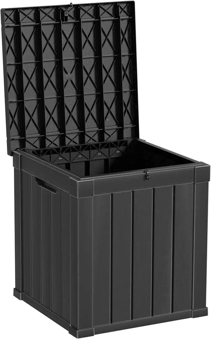 48 Gallon Outdoor Storage Box, Waterproof Resin Deck Box for Patio, Pool, and Garden, Lockable Bin for Cushions, Tools, and Accessories, UV-Resistant, Black by GreenHaven Gardens