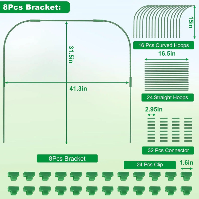 Greenhouse Hoops for Raised beds ,8 Sets Garden Hoops of 41.3'' x 31.5'' Detachable Rust-Free Garden Tunnel for Garden Fabric,Garden Hoops Grow Tunnel, DIY Plant Support Garden Stakes by GreenHaven Gardens