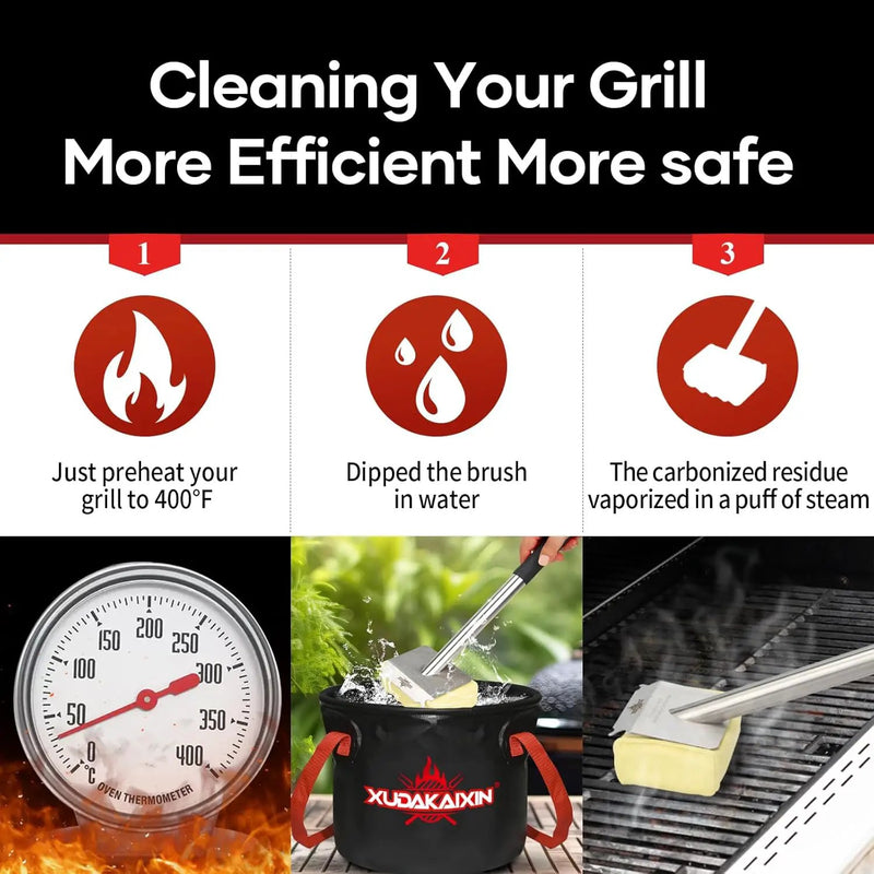 Grill Brush Bristle Free,(Only Replaceable Cleaning Head No Grill Brush)-Yellow by GreenHaven Gardens
