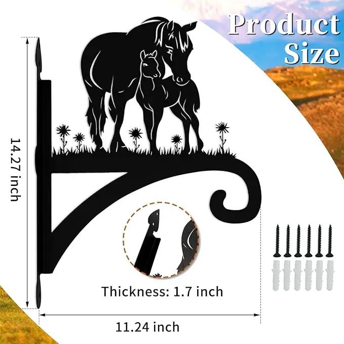 Plant Hangers Outdoor Heavy Duty Iron Decorative Mare & Foal Silhouette Plant Hooks for Hanging Baskets 11 inch Hanging Plant Bracket Wall Hooks for Flower Pot Bird Feeder Wind Chimes by GreenHaven Gardens