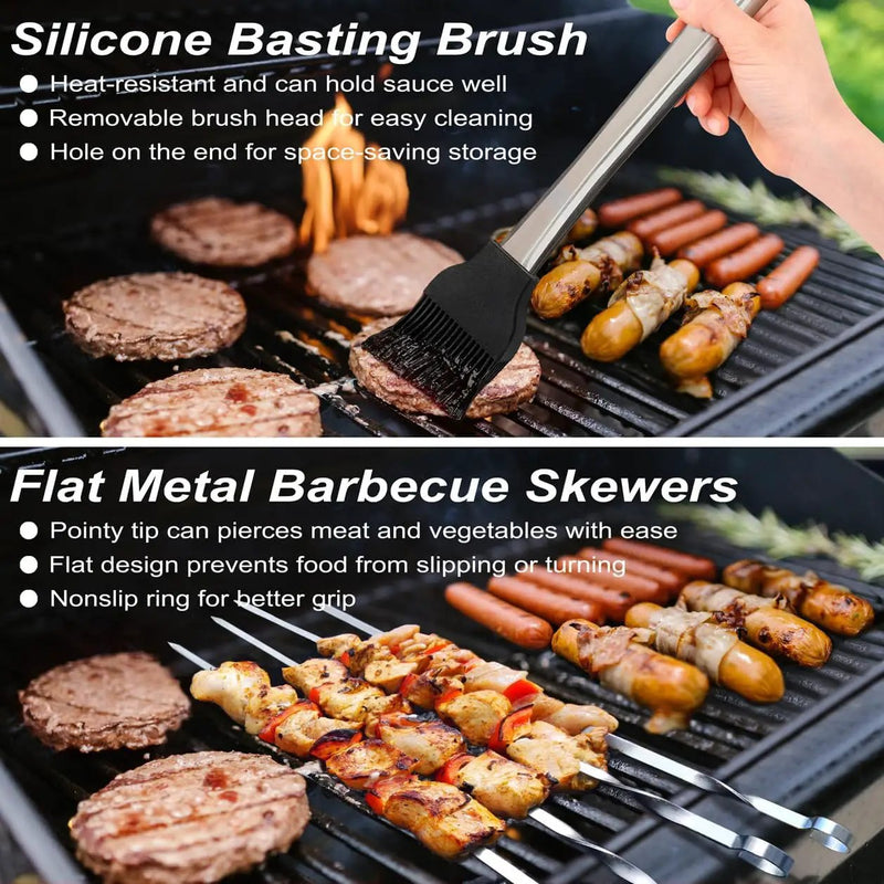 POLIGO 22PCS Heavy Duty BBQ Grill Accessories Set, Non-Slip Grill Tools for Outdoor Grill Set Thicker Stainless Steel Grill Utensils Set, Deluxe Grilling Tools Set in Aluminum Case Ideal Gifts for Men by GreenHaven Gardens