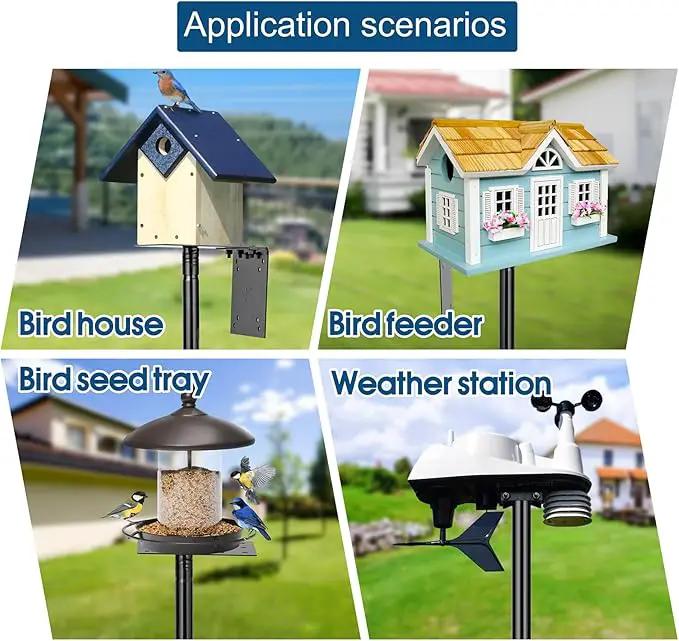 Ottsuls Bird Feeder Pole, 109 Inch Heavy Duty Bird House Pole Kit for Outdoors, with 5-Prong Base Feeding Station for Wild Birds Watching, Adjustable Feeder Stand (House Not Included) by GreenHaven Gardens
