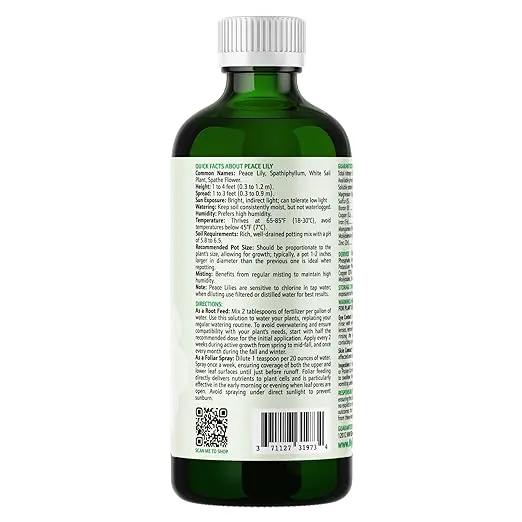 Peace Lily Fertilizer: 3-1-2 Liquid Fertilizer with Essential Micronutrients - The Ultimate Food for Spathiphyllum, Perfect for Indoor Plants (8 OZ) by GreenHaven Gardens