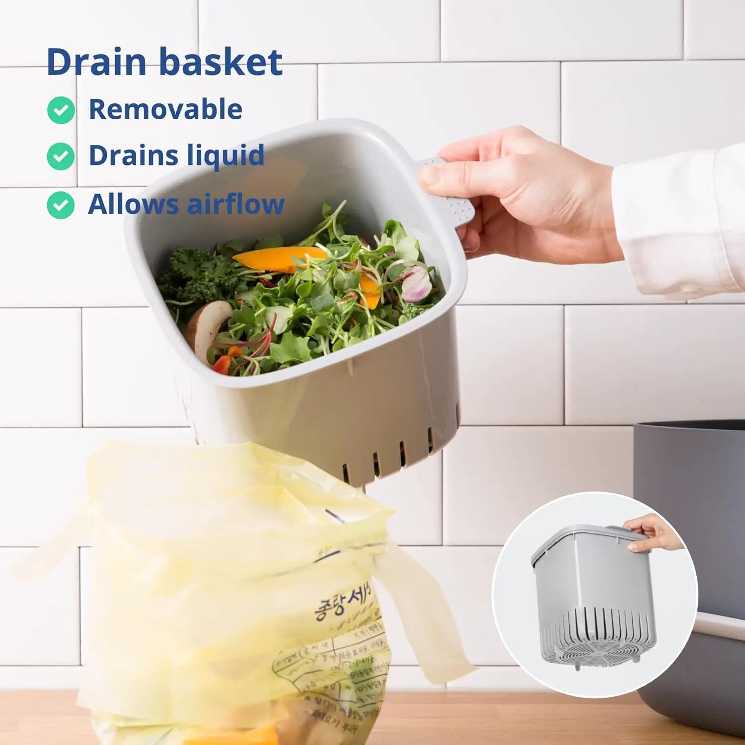 Blue Ginkgo Kitchen Compost Bin [2.6L / 0.69 GAL] – Filter-Free, Odor-Tight Countertop Food Waste Pail with Handle (Made in Korea, Pink) by GreenHaven Gardens