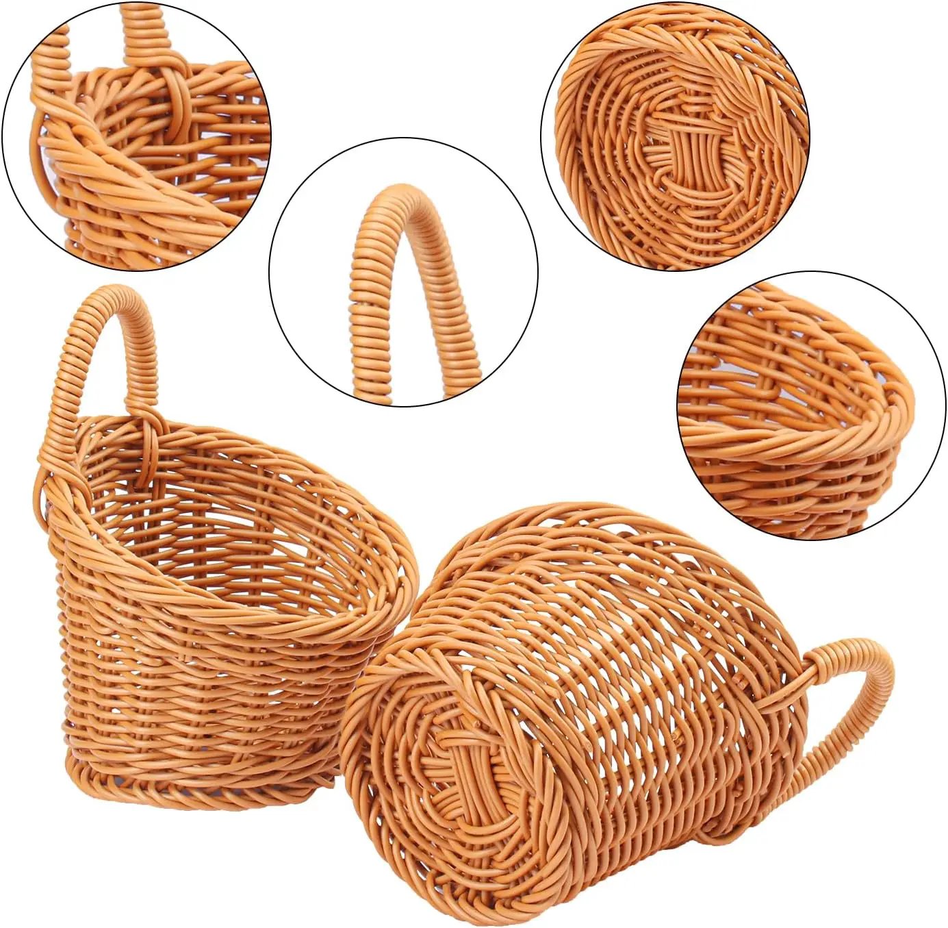 8 Pack 5.5 x 4.3 inch Woven Hanging Fruit Basket, Wall Hanging Wicker Baskets, Wall fruit Wicker Basket for Kitchen, Planter, Vegetable & Fruit, Boho Home Decor by GreenHaven Gardens