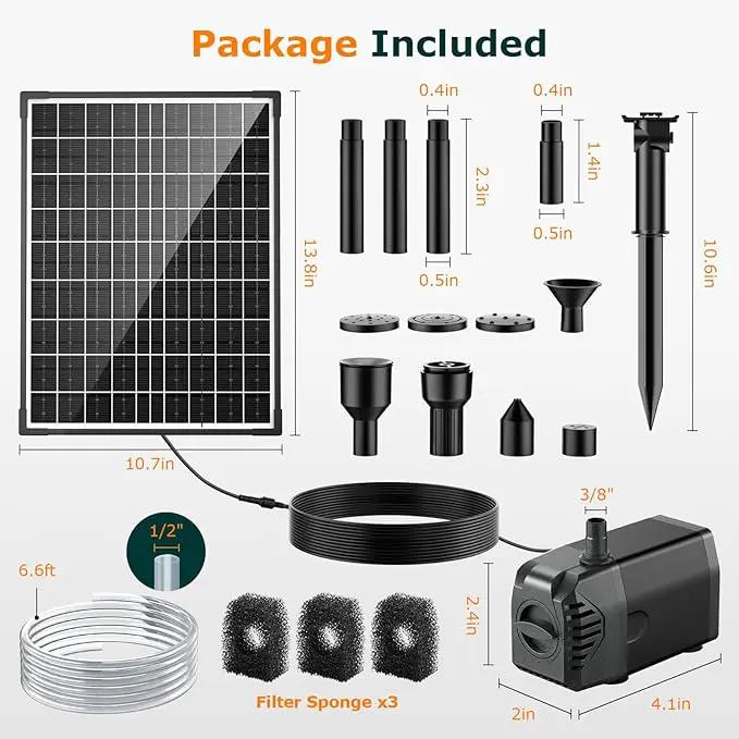 POPOSOAP Solar Fountain Pump, 20W Solar Powered Water Pump with 6.6FT Water Pipe, 320GPH Solar Pond Pump for Pond, Fish Tank, Yard and Wildlife Garden by GreenHaven Gardens