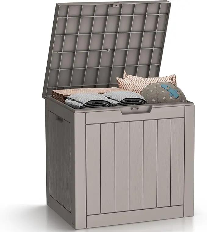 DRATO Deck Boxes, 31 Gallon Outdoor Storage Box for Patio Cushion, Sports Equipment, Garden Tools, Waterproof and UV Resistant, Lockable (Grey) by GreenHaven Gardens