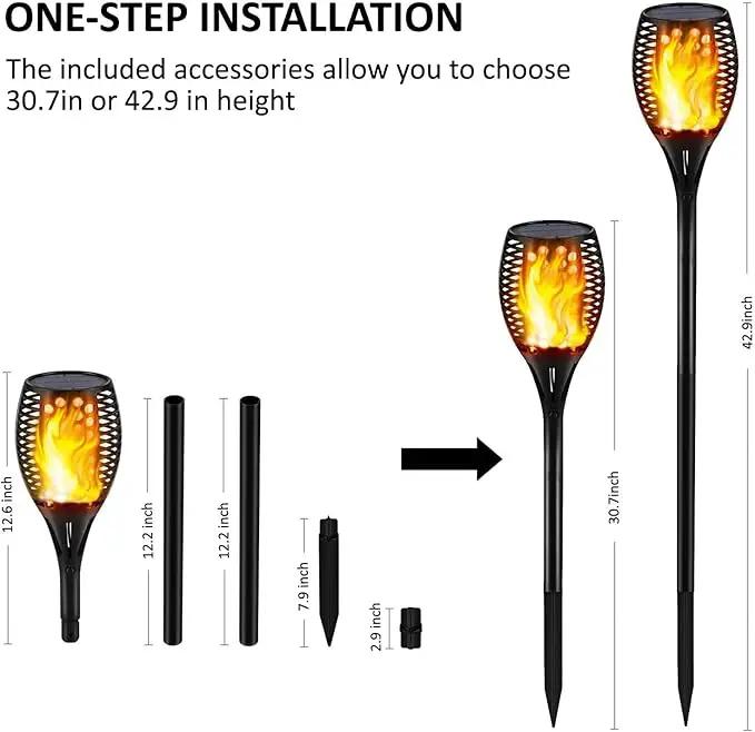 Gold Armour 2 Pack Solar Lights Upgraded - Flickering Flames Torch Solar Path Light - Dancing Flame Lighting 96 Led Dusk to Dawn Flickering Tiki Torches Outdoor Waterproof Garden by GreenHaven Gardens