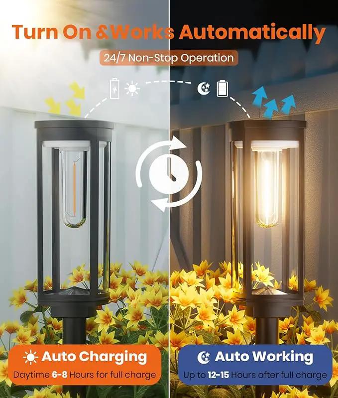 Solar Pathway Lights Outdoor Solar Lights Outdoor, IP65 Waterproof Auto On/Off Solar Garden Lights Solar Powered Landscape Lighting for Yard Walkway Driveway Pathway (Warm White, 2pack) by GreenHaven Gardens