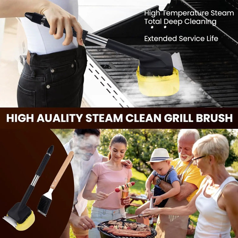 1x Steam Grill Brush for Outdoor Sponge Grill-Steam Grill Cheaning Scraper BBQ Brush-BBQ Accessory Grill Tools Heavy Duty Brush for Grill Cleaning Scraper + Bristle Free Grill Brushs for Any Grill by GreenHaven Gardens