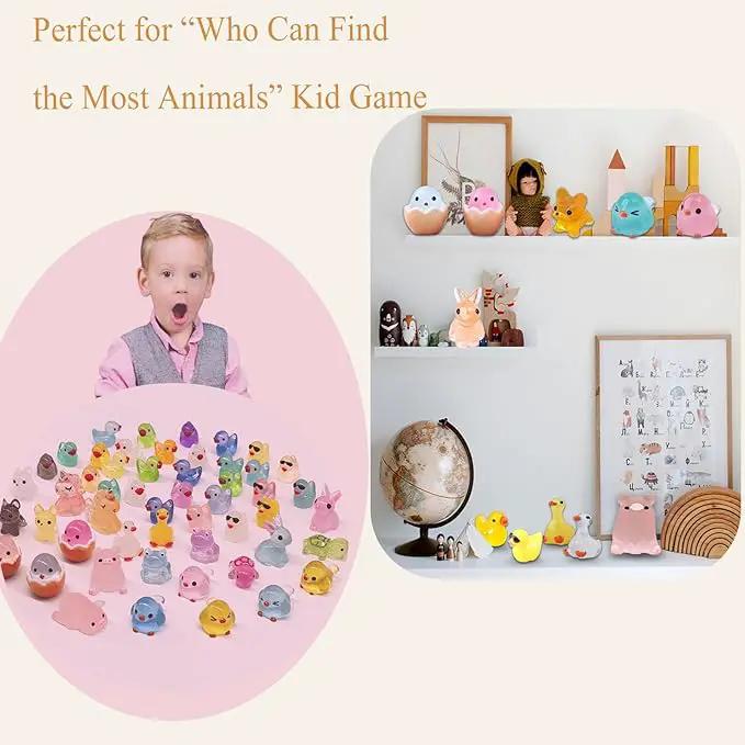 Luminous Mini Resin Animals 50 Pcs Tiny Animals to Hide Around The Office Home Mini Ducks Tiny Frogs Small Birds Glow in The Dark for Crafts Fairy Garden Accessories by GreenHaven Gardens