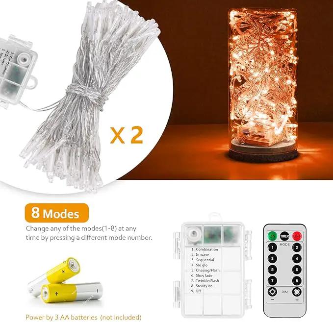 Battery Operated String Lights, 2 Pack With Remote Timer - 8 Modes Waterproof Lights for Bedroom, Garden, Party, Xmas Tree Indoor Outdoor Decorations (Orange, 36) by GreenHaven Gardens