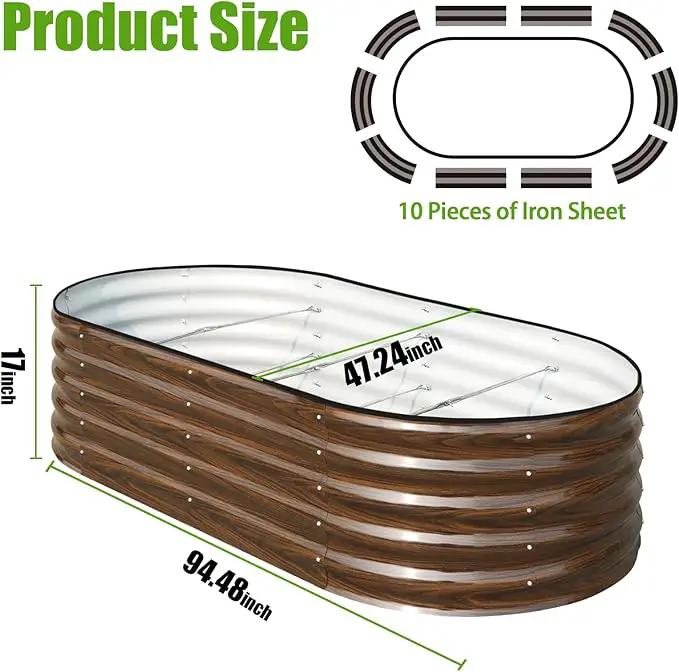 SnugNiture Galvanized Raised Garden Bed, 8x4x1.5ft Oval Metal Planter Box for Planting Outdoor Plants Vegetables by GreenHaven Gardens