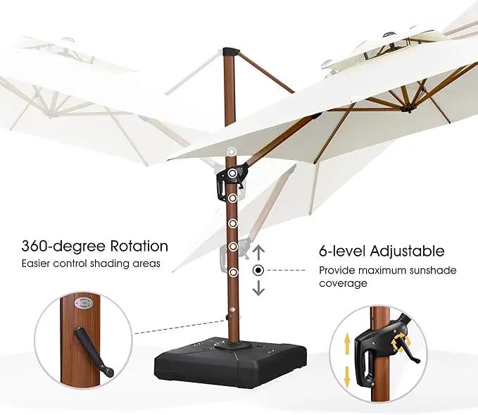 PURPLE LEAF 10ft Patio Umbrella with Base Outdoor Square Umbrellas Large Cantilever Umbrella Windproof Offset Heavy Duty Sun Umbrellas for Garden Deck Pool Patio, Cream by GreenHaven Gardens