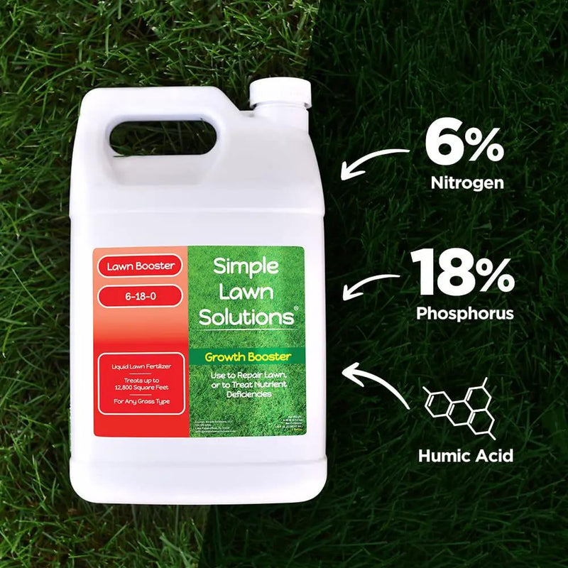 Extreme Grass Growth Lawn Booster- Liquid Spray Concentrated Starter Fertilizer with Humic - Any Grass Type- Simple Lawn Solutions (1 Gallon) by GreenHaven Gardens