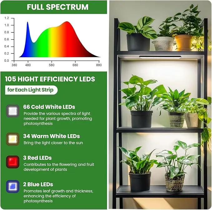 wolezek Grow Light Strips for Indoor Plants, 420 LEDs Full Spectrum Plant Light for Indoor Growing with Upgared 4/8/12/16H Auto Timer, Grow Lamp Bar for Seedling Succulent, 13.8 Inches, 4 Pack by GreenHaven Gardens