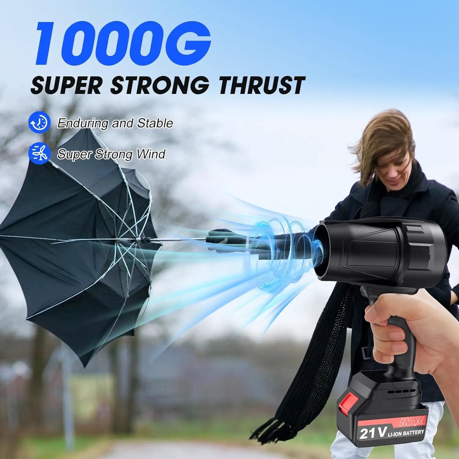 Leaf Blower Cordless with Battery and Charger, Powerful Handheld Air Blower with 2 X 4000mAh Batteries, Turbo Jet Blowers for Lawn Care, Patio Cleaning, Car Drying, Leaves, Dust, Snow by GreenHaven Gardens