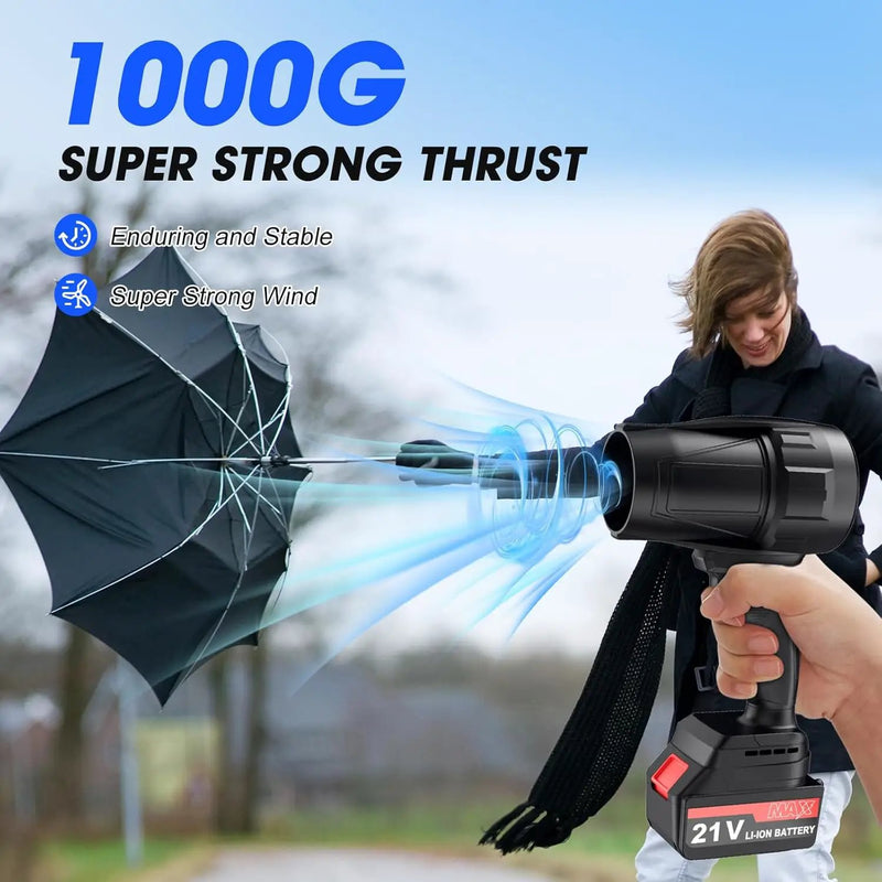 Leaf Blower Cordless with Battery and Charger, Powerful Handheld Air Blower with 2 X 4000mAh Batteries, Turbo Jet Blowers for Lawn Care, Patio Cleaning, Car Drying, Leaves, Dust, Snow by GreenHaven Gardens