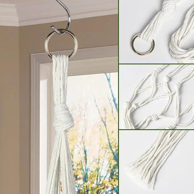 6 Pack Macrame Plant Hanger Indoor Hanging Planters for Indoor Outdoor Plants with 6 S Hooks and 6 Hook Nails, Hanging Plant Holder 43" Boho Home Decor,Ivory by GreenHaven Gardens
