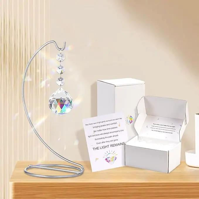 9-Inch Sympathy Gifts for Loss of Loved One,Memorial Gifts,40mm Crystal Suncatcher,Bereavement Gift Ideas,Condolences Gift for Mom Dad Friend Son Daughter Dog,Silver Stand and a Sympathy Card by GreenHaven Gardens