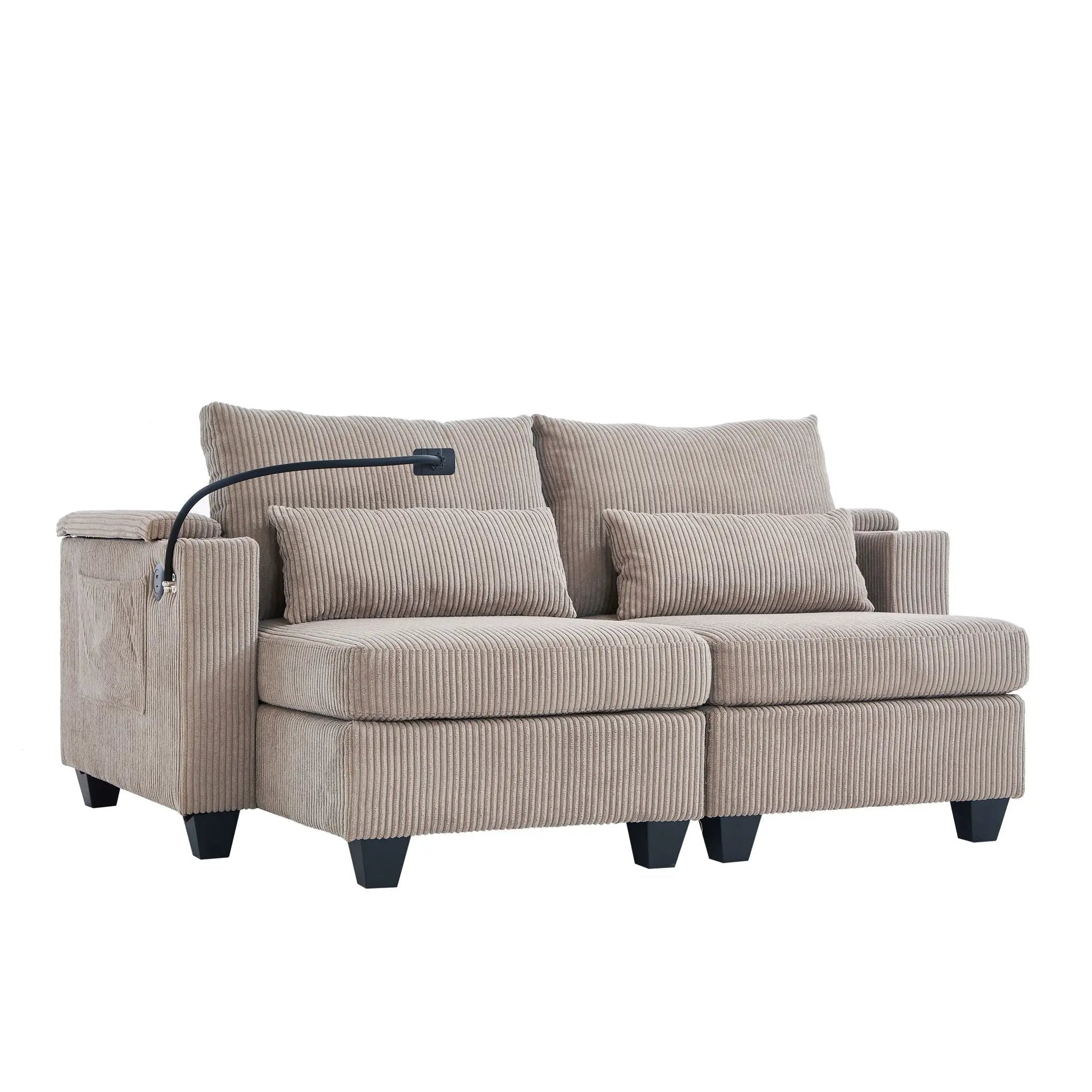 Convertible Chaise Lounge Sofa Chair With USB Ports, Cup Holders, Phone Holder And Storage by HouseOfZazla