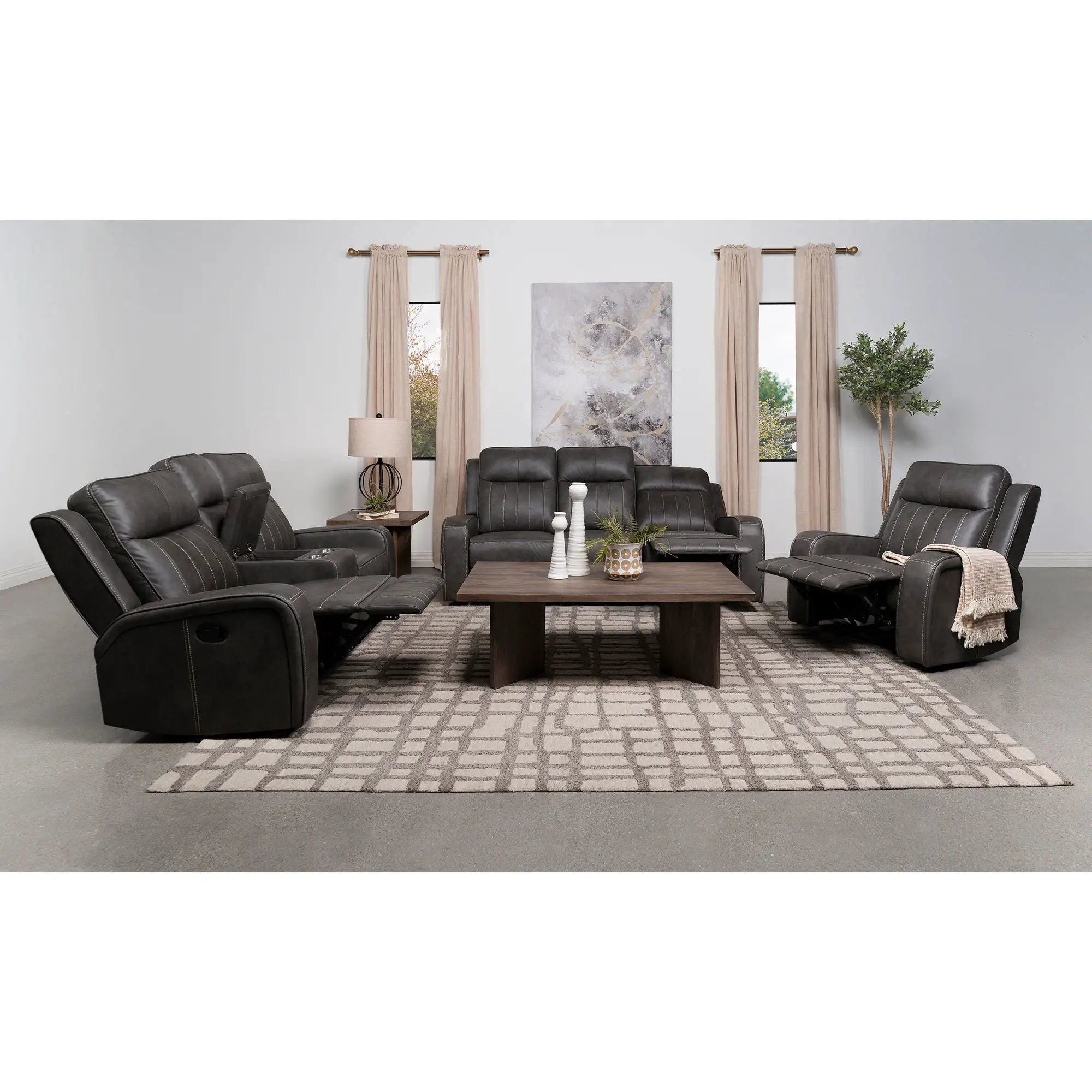 Forrest - Motion Reclining Sofa Comfort With Elegant Tufting And Wide Track Arms - Gray by HouseOfZazla