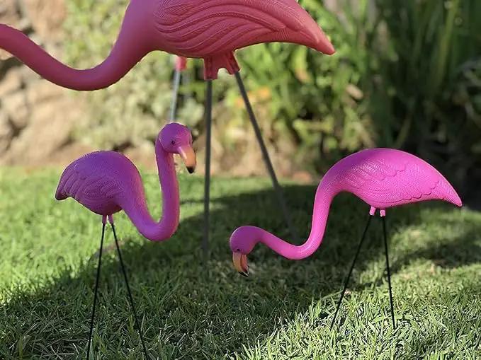 GiftExpress Pink Flamingos Yard Decorations - 12 Pack Small 14" Tall Plastic Flamingo Statue w/Metal Stakes - Lawn Ornaments & Garden Decor for Outdoor Parties by GreenHaven Gardens