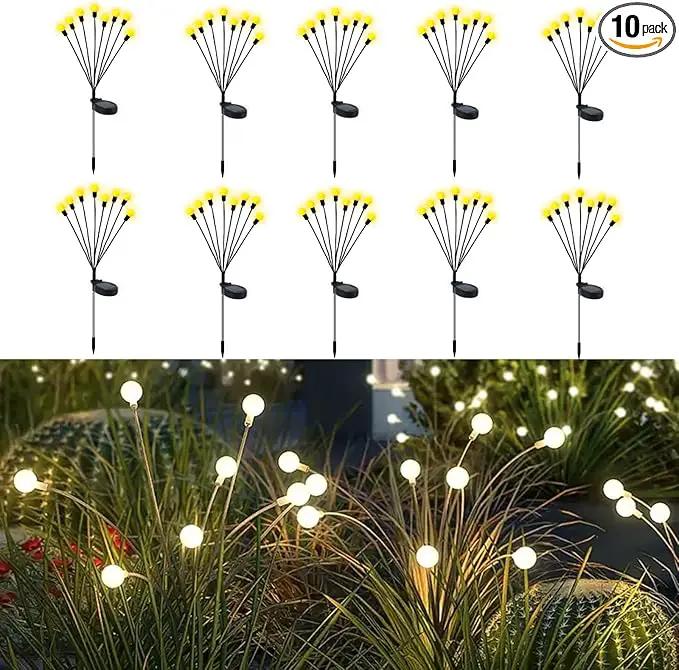 Firefly Garden Lights Solar Outdoor - 80 LED Solar Firefly Lights Outdoor Waterproof, Yard Patio Decoration Solar Powered Firefly Lights, Warm White 10PCS by GreenHaven Gardens