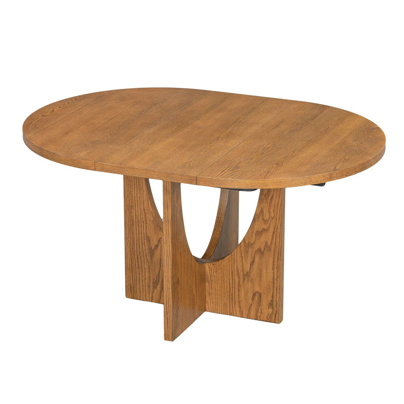Topmax - 5 Piece Modern Extendable Round Dining Table Set With Removable Leaf For Small Places by HouseOfZazla