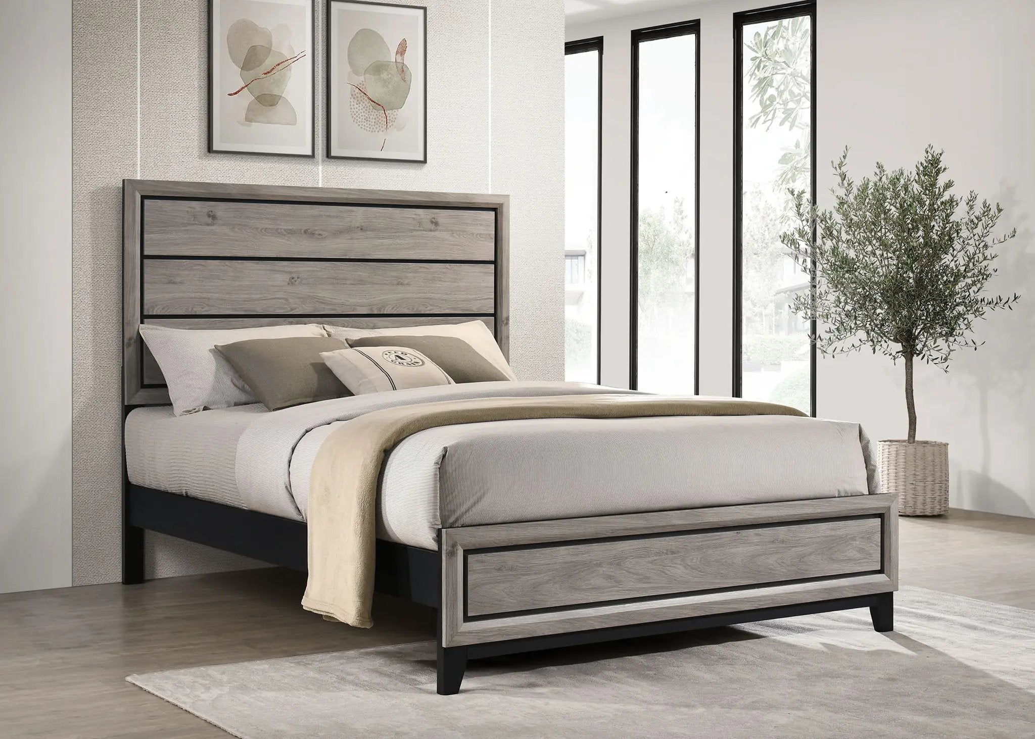 Watson Wood Queen Panel Bed Light Taupe by Unique Piece Furniture