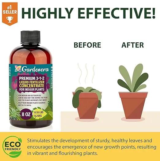 Premium Liquid Monstera Plant Fertilizer - 3-1-2 Concentrate for Indoor Plants and Flowers by Gardenera | Organic Plant Food for Monstera - 8oz by GreenHaven Gardens