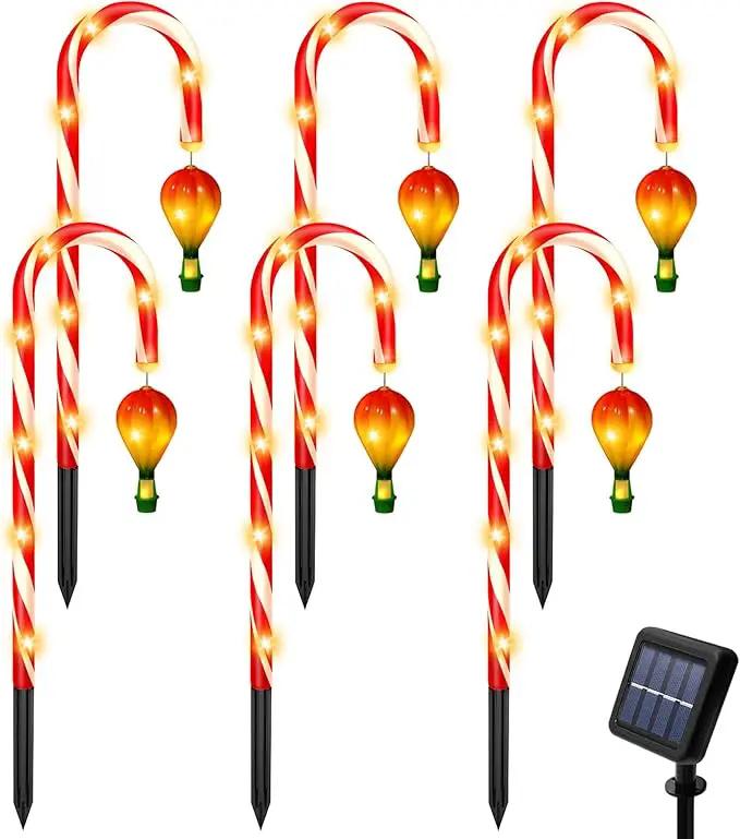 6 Pack Outdoor Christmas Decorations, 21" Solar Candy Cane Christmas Lights with Lantern and 90 Bright LED, Waterproof 8 Modes Outside Xmas Decorations for Outdoor Yard Garden Pathway by GreenHaven Gardens