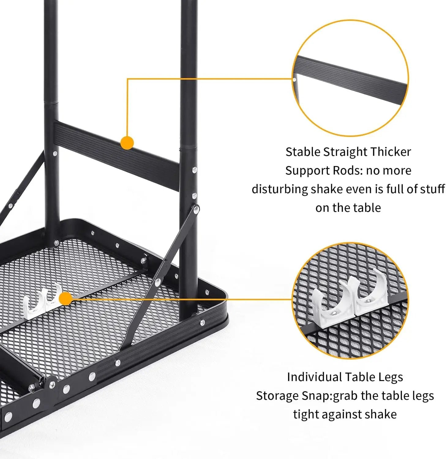 Small Folding Table 2FT Grill Table Foldable Camping Table Picnic Portable Mesh 2 Height Adjustable Outdoor Beach BBQ Black 23.6×15.7× 9.4/20.4inch by GreenHaven Gardens