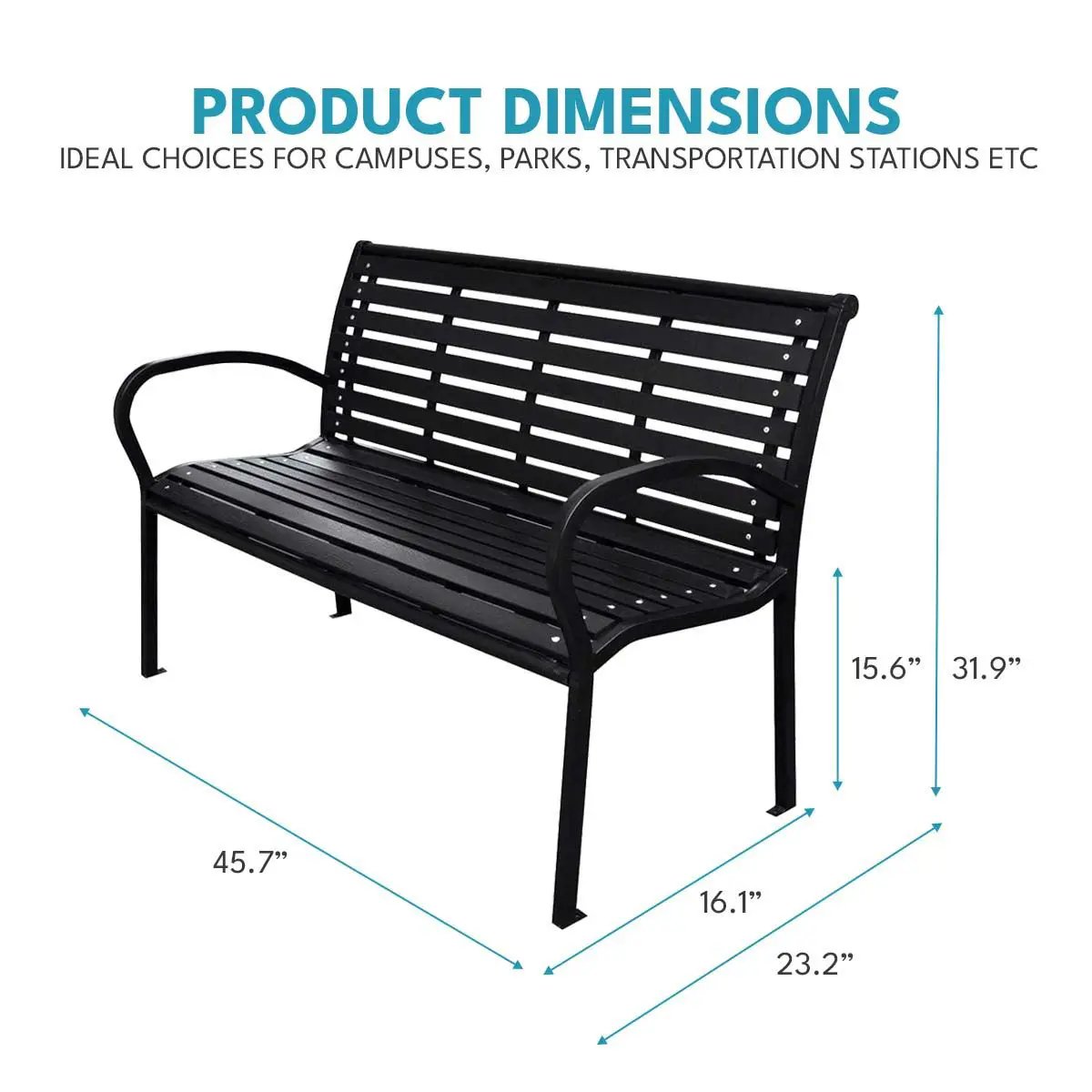 Patio Bench Steel - Black by Unique Piece Furniture