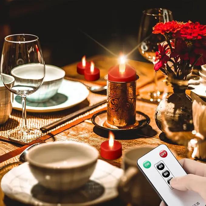 Tea Light Candles with Remote Control,50pack Flickering Flameless LED Candle,Long Lasting 400+Hours,Battery Operated with Timer for Home Decoration Seasonal &Festival Celebration Red by GreenHaven Gardens