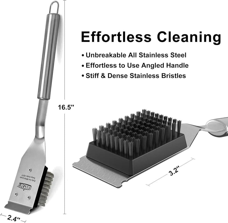 GRILLART Grill Brush and Scraper, Wire BBQ Grill Brush for Outdoor Grill, 16.5” Grill Cleaning Brush BBQ Grill Accessories, Safe Grill Cleaner Brush-Ideal Gift for Men/Dad BBQ Brush for Grill Cleaning by GreenHaven Gardens