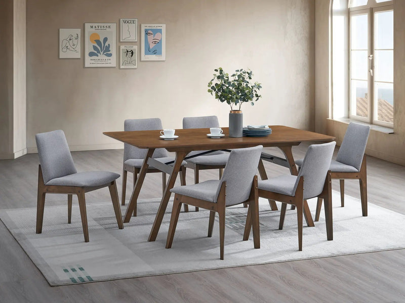 Kaela - 7 Pieces Dining Room Set - Walnut / Light Gray by HouseOfZazla