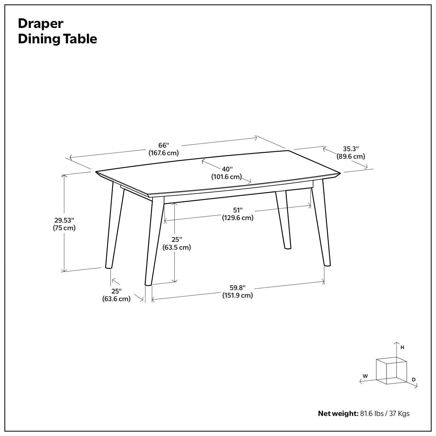 Draper - Dining Table, Rectangular Top by HouseOfZazla
