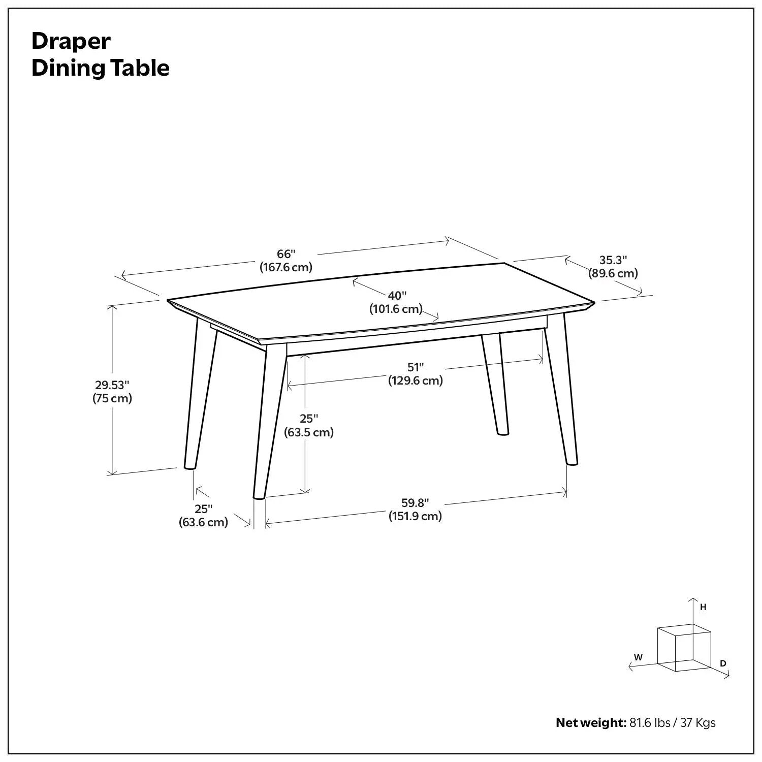 Draper - Dining Table, Rectangular Top by HouseOfZazla
